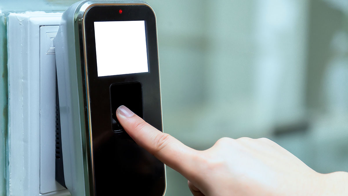 Close Up Of The Hand Are Scanning On Fingerprint Machine For Ent