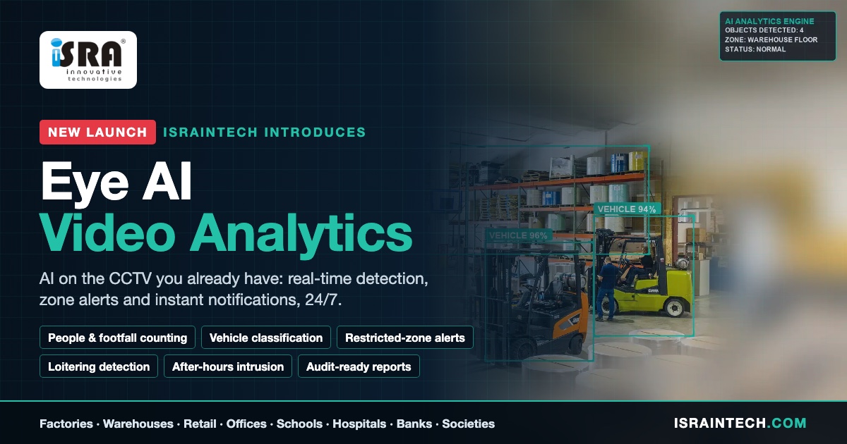 Israintech launches Eye AI – Video Analytics: AI for existing CCTV with people counting, vehicle classification and zone alerts